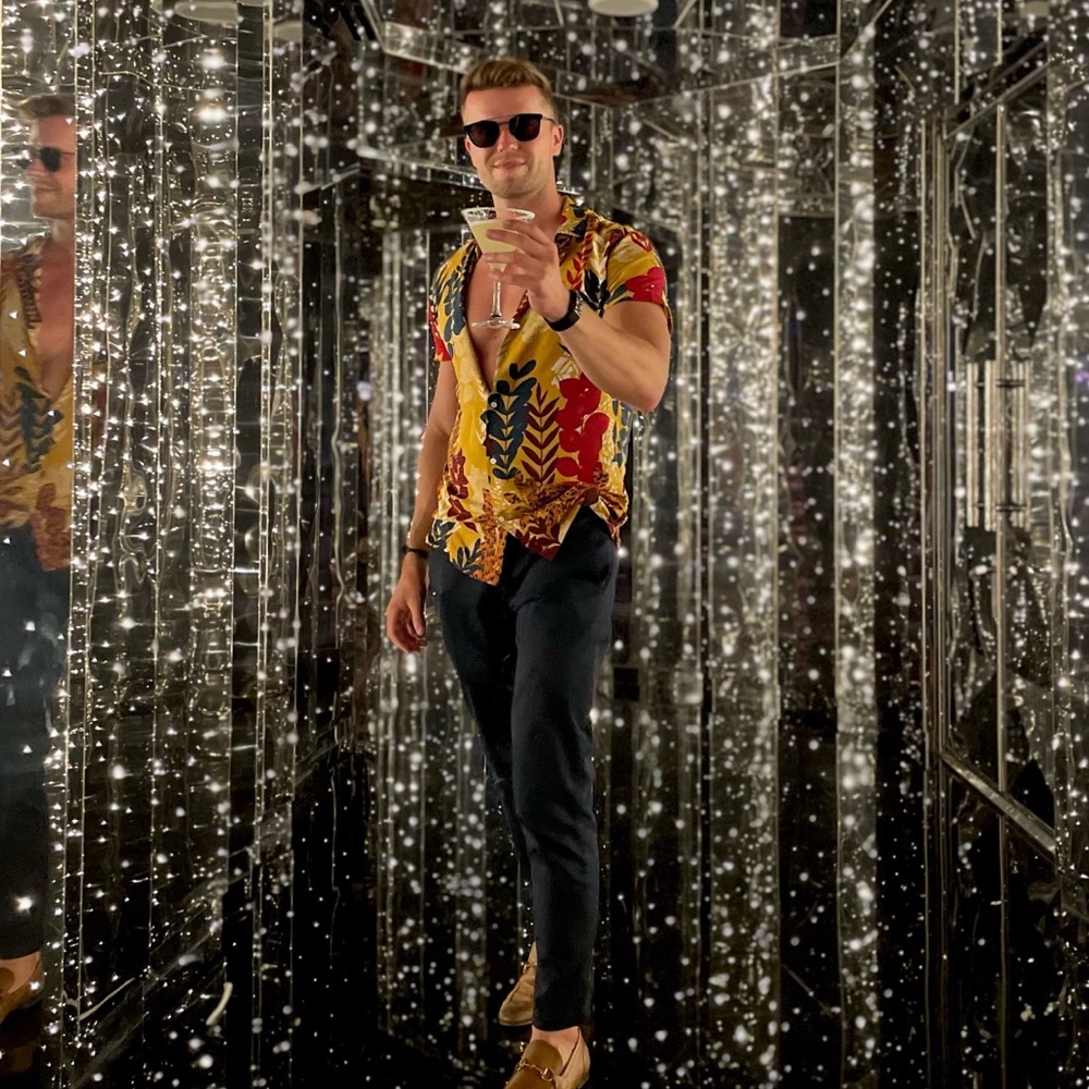 Zara multicolored floral short sleeve button up